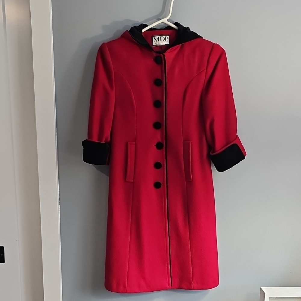 MDP Kids Red Coat with Black Trim